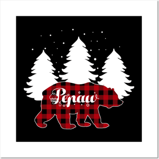 Buffalo Red Plaid Pepaw Bear Matching Family Christmas Posters and Art